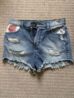 Vans Women's Light Blue Distressed Denim Cutoff Shorts